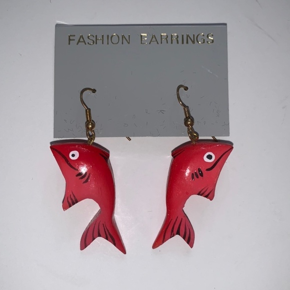 Fashion Earrings Red Fish‎